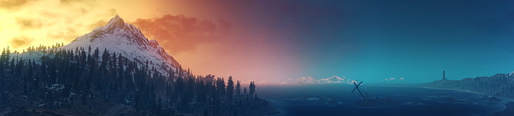 Пейзаж, Ведьмак 3: Дикая Охота, Панорама, HD обои