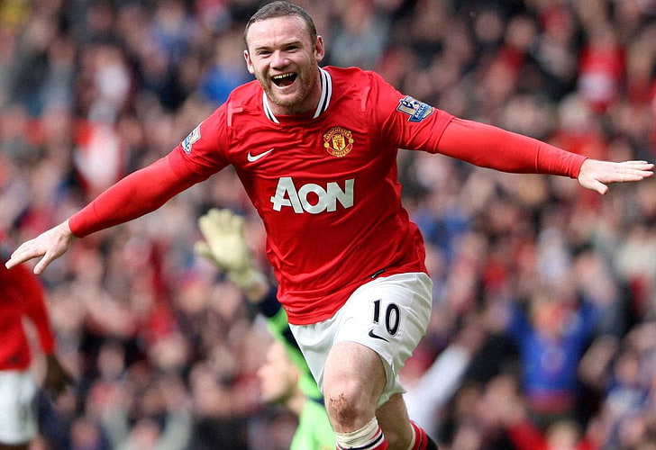 мъжка червена футболна фланелка на Nike, Wayne Rooney, Manchester United, футболист, HD тапет