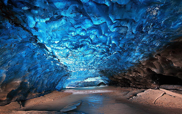 cave, ice, landscape, nature, HD wallpaper