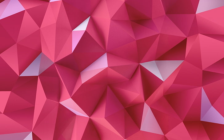 분홍색 삼각형-고품질 HD 배경 화면, 분홍색과 흰색 입체파 디지털 벽지, HD 배경 화면