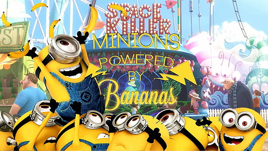 banany, Despicable Me, happy, minions, Tapety HD HD wallpaper
