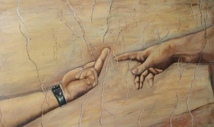 Penciptaan lukisan parodi Adam, Agama, Anti Agama, Damai, Wallpaper HD