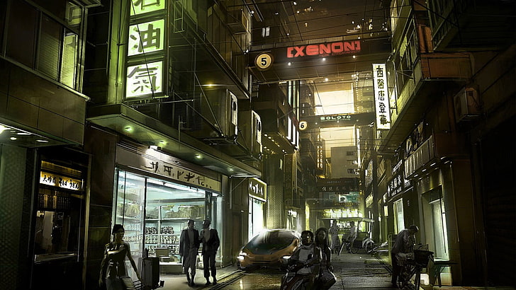 Signage Xenon, futuristik, cyberpunk, Wallpaper HD