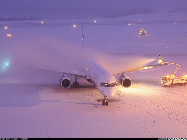 light night Plane and snow Aircraft Other HD Art , Light, Winter, water, night, snow, HD wallpaper