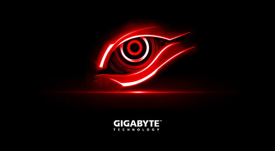 Gigabyte Red Eye, tapeta Gigabyte Technology, komputery, sprzęt, gigabyte, logo, oko, czerwony, ikona, Tapety HD HD wallpaper