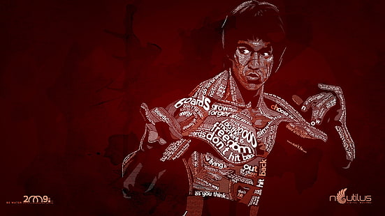 Bruce Lee Foto, Bruce Lee, Chinese, typografische Porträts, digitale Kunst, HD-Hintergrundbild HD wallpaper