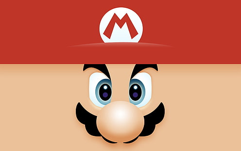 Super Mario digital wallpaper, Super Mario, digital art, face, Nintendo, video games, mustache, HD wallpaper HD wallpaper