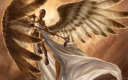 Fantasy girl, angel, armor, wings, flight, Fantasy, Girl, Angel, Armor, Wings, Flight, HD wallpaper HD wallpaper