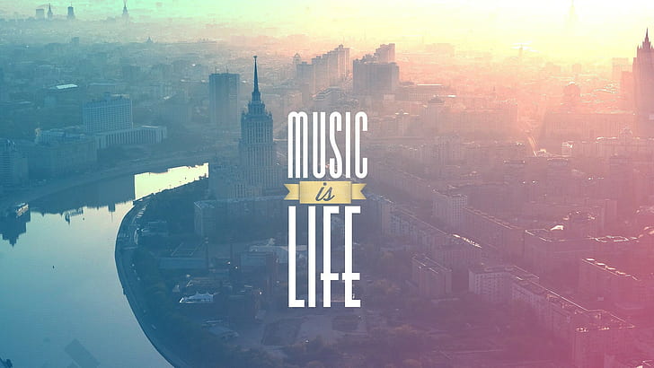 Tumblr, Kota, Sungai, Musik adalah Hidup, tumblr, kota, sungai, musik adalah kehidupan, Wallpaper HD