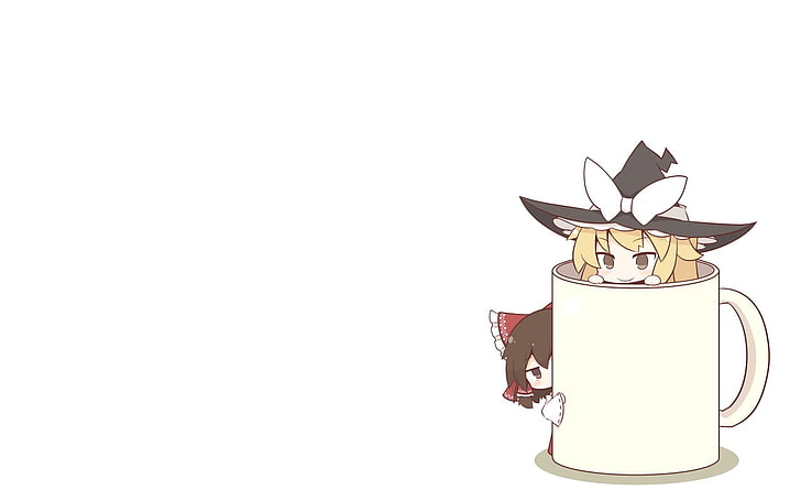 anime, anime girls, simple background, cup, Touhou, HD wallpaper