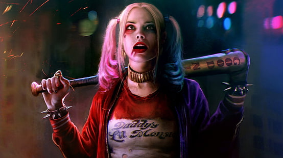 Mädchen, bisschen, Harley Quinn, Selbstmordkommando, Margot Robbie, HD-Hintergrundbild HD wallpaper