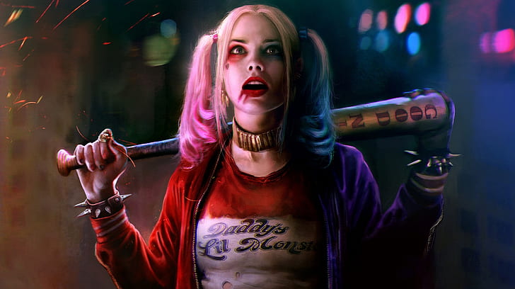 Harley Quinn holding baseball bat, Harley Quinn, Suicide Squad, Margot Robbie, HD wallpaper