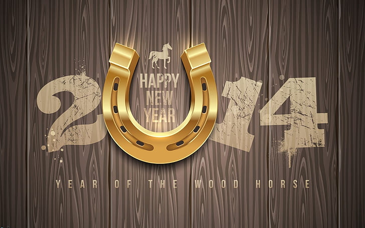 Happy New Year 2014, wood, horse, Happy, New, Year, 2014, Wood, Horse, HD wallpaper