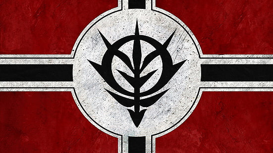 черно, червено и сиво лого, Аниме, Гундам, HD тапет HD wallpaper