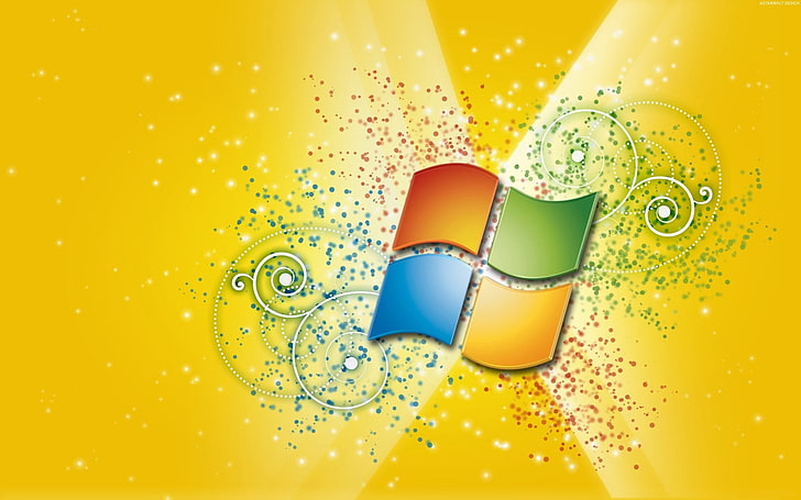 Microsoft Window logo digital wallpaper, patterns, Windows, yellow  background, HD wallpaper | Wallpaperbetter
