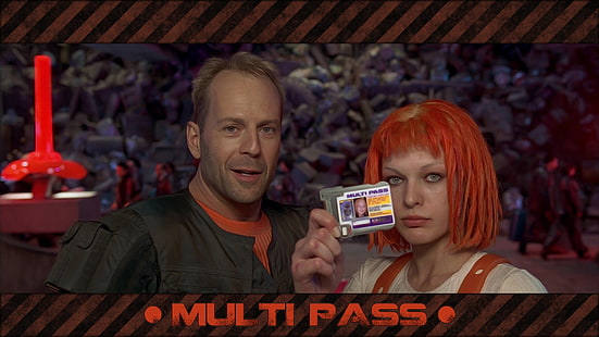 billet multi-pass, films, Le Cinquième Élément, Milla Jovovich, Leeloo, Bruce Willis, Fond d'écran HD HD wallpaper