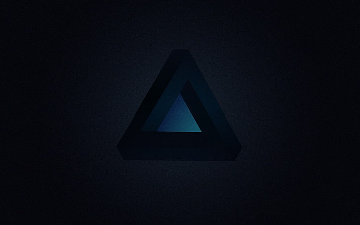 черные обои пирамиды, минимализм, треугольник Пенроуза, треугольник, темнота, цифровое искусство, простой фон, HD обои
