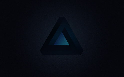 Fondo de pantalla de pirámide negra, minimalismo, triángulo de Penrose, triángulo, oscuro, arte digital, fondo simple, Fondo de pantalla HD HD wallpaper