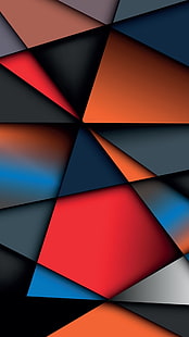 разноцветные абстрактные цифровые обои, портретный дисплей, абстракция, цифровое искусство, геометрия, треугольник, линии, HD обои HD wallpaper