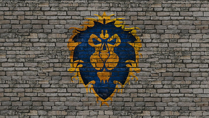 World of Warcraft WOW Альянс Wall Brick Wall HD, видеоигры, мир, варкрафт, вау, стена, кирпич, альянс, HD обои