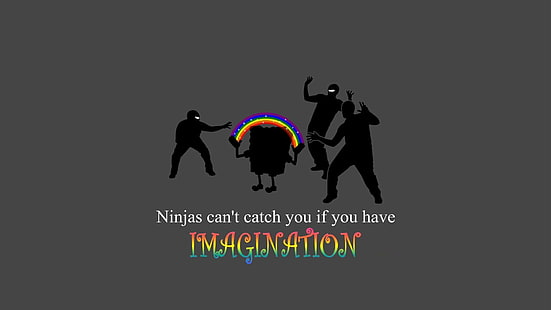SpongeBob SquarePants, ninjas can't catch you if, ninjas, rainbows, HD wallpaper HD wallpaper