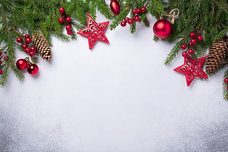 décoration, Nouvel An, Noël, bois, joyeux, sapin, branches de sapin, Fond d'écran HD HD wallpaper