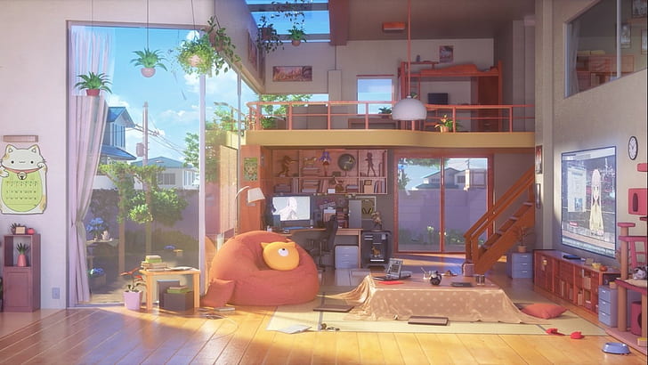 Anime, Original, Wohnzimmer, HD-Hintergrundbild