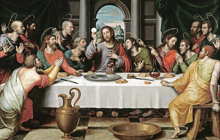 Lukisan The Last Supper, gambar, agama, mitologi, The Last Supper, Juan de Juanes muncul, Wallpaper HD