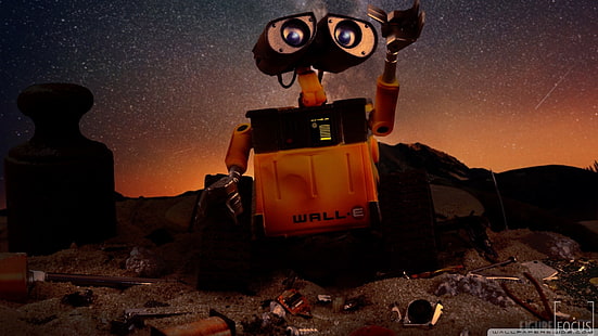 رسم روبوت Wall-E باللونين الأسود والبرتقالي ، WALL-E، خلفية HD HD wallpaper