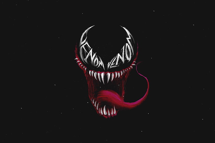 Venom, Fan art, Dark background, Black, 4K, HD wallpaper