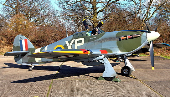 fighter, British, multipurpose, WW2, Hawker, Hurricane IIB, HD wallpaper HD wallpaper