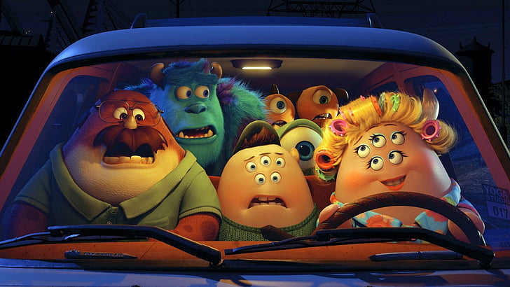 animation, cars, film, monsters, movies, university, HD wallpaper