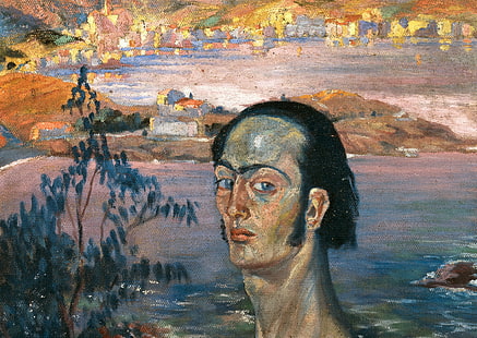 Surrealismus, Bild, Salvador Dali, Selbstbildnis mit Raffaels Hals, HD-Hintergrundbild HD wallpaper