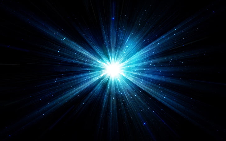 blue and white star illustration, light, shine, line, lights, HD wallpaper