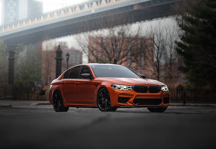 BMW, Orange, Schwarz, M5, F90, HD-Hintergrundbild