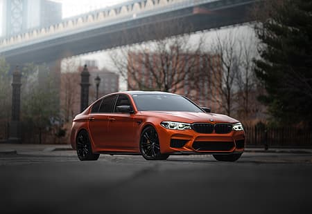BMW, pomarańczowy, czarny, M5, F90, Tapety HD HD wallpaper