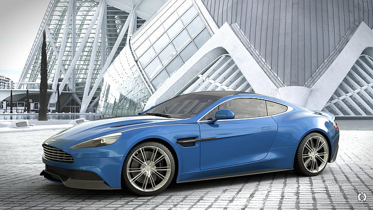 Aston Martin Vanquish blue car, Aston, Martin, Bleu, Voiture, Fond d'écran HD