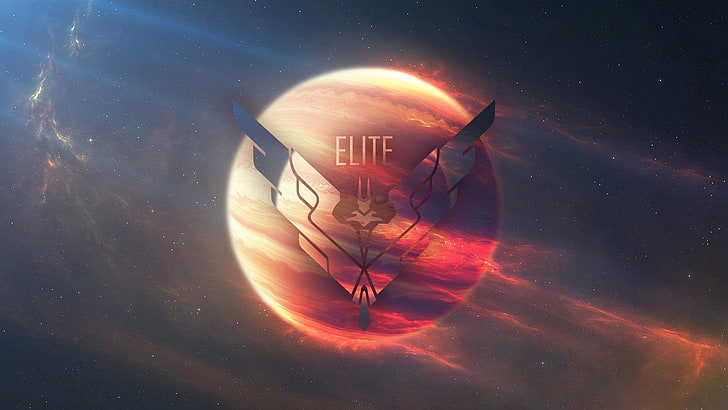 Elite, jeux vidéo, espace, planète, logo, étoiles, Fond d'écran HD