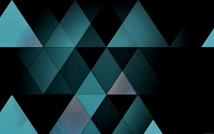 أشكال مثلثة ، لوحة سوداء وزرقاء ، مخروطية ، هندسية ، مجردة ، رسومية ، شكل، خلفية HD