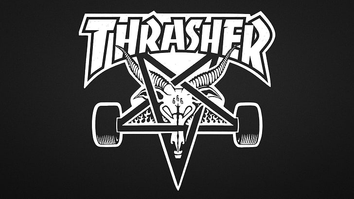 Thrasher logosu, kaykay, Thrasher, pentagram, Baphometh, buz pateni, HD masaüstü duvar kağıdı