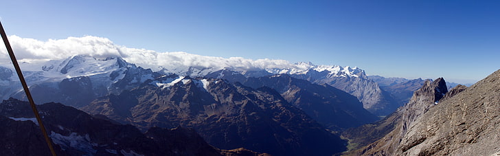 brown summit, Switzerland, landscape, photography, panoramas, titlis, HD wallpaper