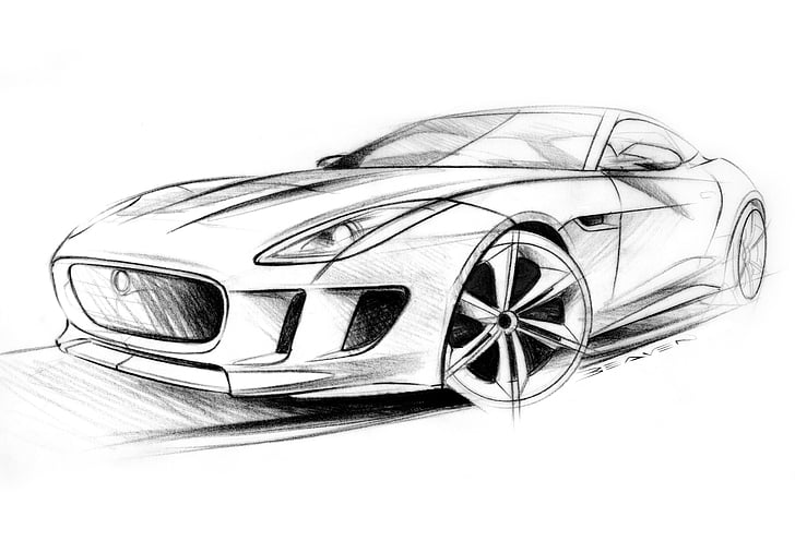 2011, art, c x16, concept, drawing, jaguar, pencil, sketch, supercar, supercars, HD wallpaper