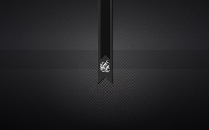 silver Apple logo, icon, apple, black background, Texture, HD wallpaper