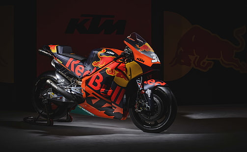 KTM Red Bull สปอร์ตไบค์สีแดงและดำ, KTM RC16, 2017, Race bike, MotoGP bike, 4K, วอลล์เปเปอร์ HD HD wallpaper