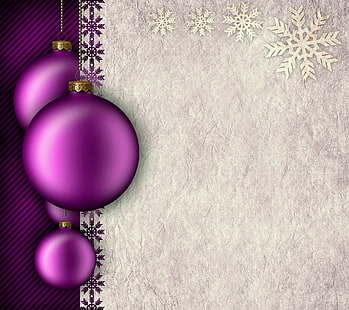 decoration, balls, New Year, Christmas, purple, paper, HD wallpaper HD wallpaper