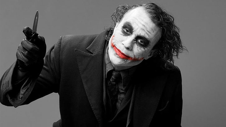 Wallpaper Joker, Joker, Heath Ledger, The Dark Knight, pewarnaan selektif, film, Batman, Wallpaper HD