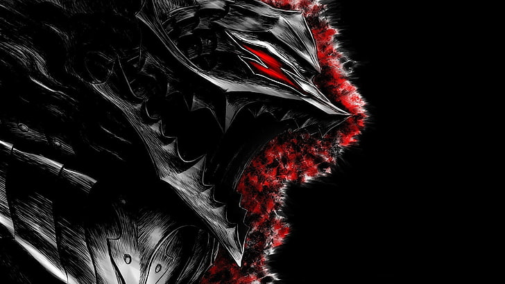 black and red wallpaper, Berserk, armor, artwork, digital art, Guts, Kentaro Miura, manga, HD wallpaper