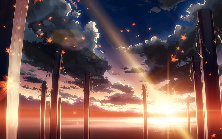 الغيوم توو الشمس يترك ضوء الشمس بحيرات أوراق القيقب yasaka kanako skyscapes games 3840x2400 wallpa Nature Lakes HD Art، Clouds، Touhou، خلفية HD