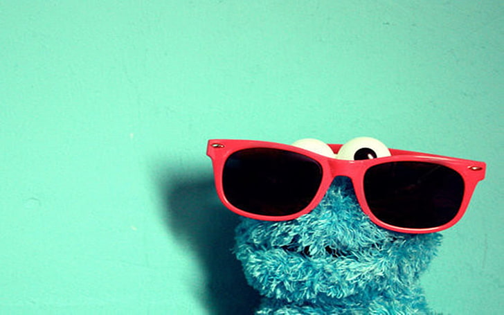 lunettes de soleil rouges encadrées, Cookie Monster, Fond d'écran HD