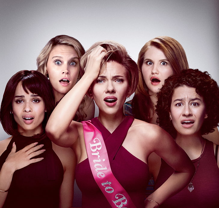 Scarlett Johansson, Kate McKinnon, Jillian Bell, Rough Night, Ilana Glazer, Zoe Kravitz, Sfondo HD